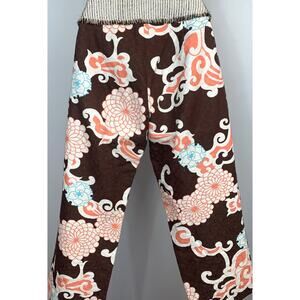 Trina Turk Los Angeles Capris Women's 4 Brown Paisley with Fringe